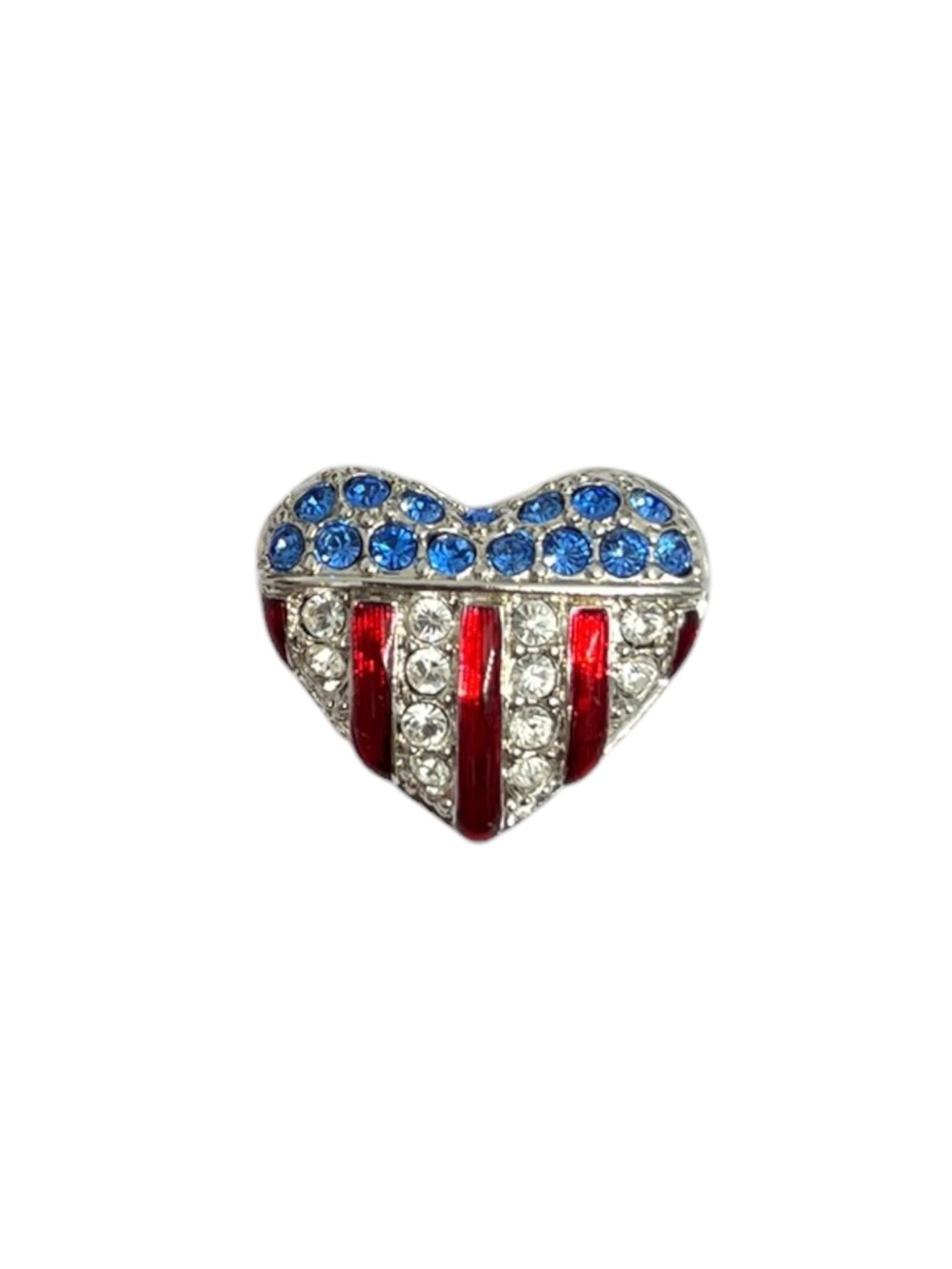 Swarovski ❤️ Brave Heart Crystal Brooch Pin USA American Flag Patriotic 4th July